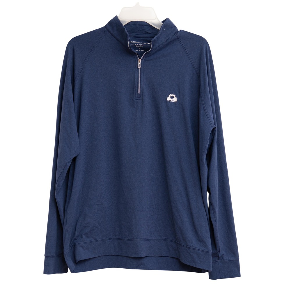 Holderness & Bourne Mens L Navy Blue Golf Dry Luxe Performance 1/4 Zip Pullover
